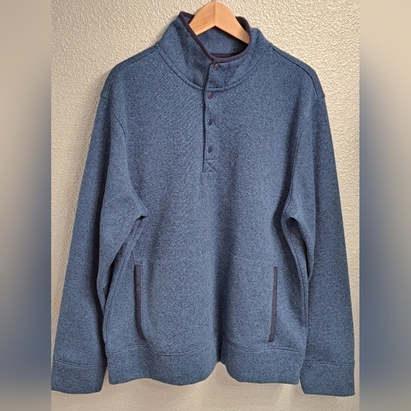Goodfellow Men's Blue Heathered Mock Neck Shirt.    Size XL - Picture 1 of 4
